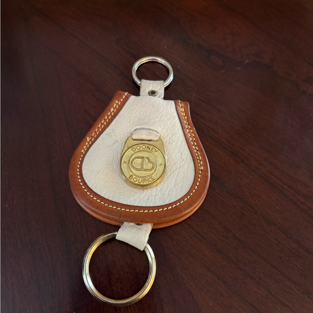 Dooney & Bourke Ivory and Brown Leather Key Fob - Picture 3 of 4